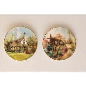 Marty Bell English Country Cottage Plates Set Periwinkle Tea Rooms Murle Cottage